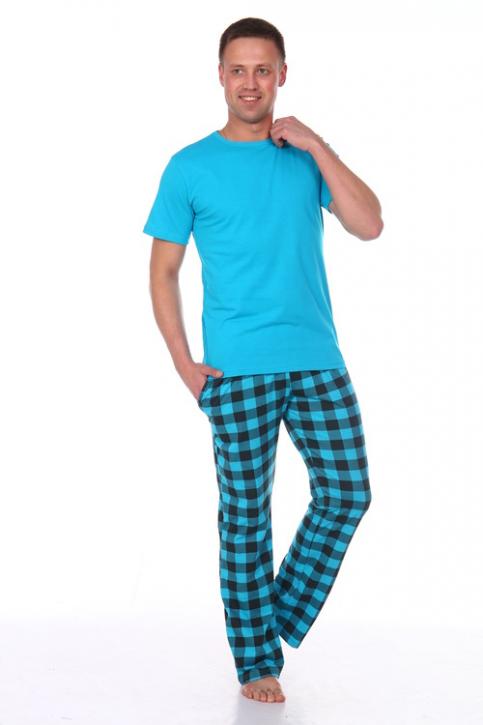 Пижама мужская "Клетка"(цвет бирюзовый)