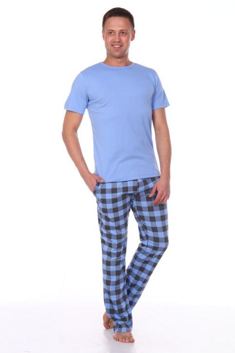 Пижама мужская "Клетка"(цвет голубой)