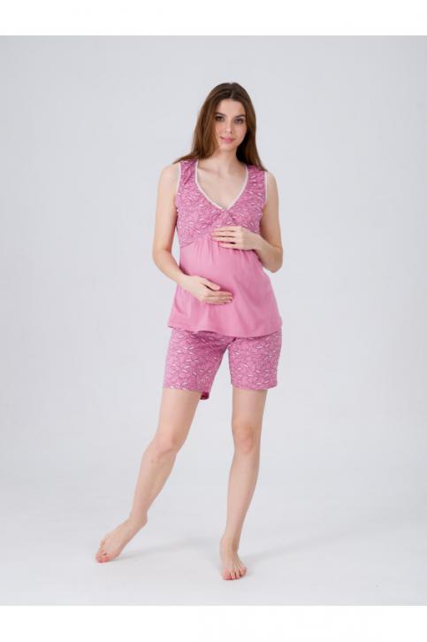 Пижама для беременных и кормящих Ж-8.1600 брусничный, зайцы