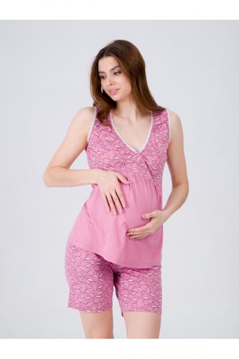 Пижама для беременных и кормящих Ж-8.1600 брусничный, зайцы