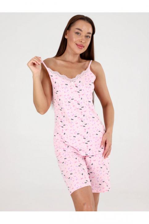Комплект женский майка+шорты, розовый бантики Ж-48600