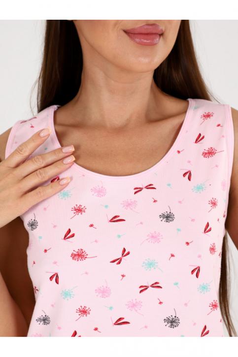 Майка сорочка удлиненная, розовый, стрекозы Ж-4520