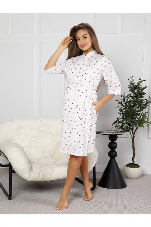 Ж-8.1680 Комплект для беременных (халат, сорочка) белый, сердечки